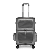 Wheeled Cat Carrier Prime Double Layer for 2 Cats Small Dogs Breathable Comfort Removable Rolling Wheels Trolley Cat Dog Travel