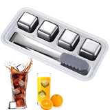 Whiskey Ice Cubes Set Of 4 Whiskey Stones Stainless Steel Refreezable Ice Cubes With Ice Tong And Storage Box Ice Cubes Whiskey