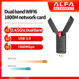 WiFi 6 USB Adapter Dual Band AX1800 2.4G 5GHz Wireless WiFi 6 Dongle Network Card USB 3.0 WiFi Adapter Win10