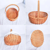 Wicker Basket Picnic Rattan Wicker Basket Garden Harvest Rattan Fruit Basket Storage Basket For Fruit Clothes Food Candy Toys