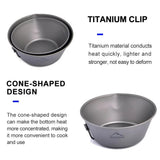 Widesea Camping Titanium Bowl Tableware Cookware Foldable Handle Outdoor Cup Tourism Pot Hiking Backpacking Picnic Fishing