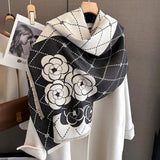 Winter Thick Cashmere Poncho Scarf Luxury Plaid Floral Print Pashmina Shawl Warm Wraps Travel Casual Blanket Bufanda Echarpe