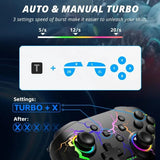 Wireless Controller For Nintendo Switch OLED Console Pro Gamepad with Rechargeable Battery Programmable Turbo Function RGB Light