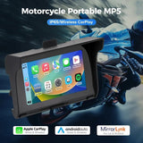 Wireless Wired Motorcycle CarPlay Android Auto Stereo Radio 5 Inch Bluetooth TF USB IP65 Waterproof Portable Motorbike Head