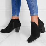Women's Fashion New Round Head Anti Slip Thick Heel Western Ankle Boots LS0110