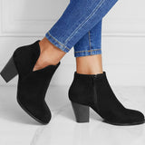 Women's Fashion New Round Head Anti Slip Thick Heel Western Ankle Boots LS0110