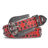 Women's Jeans Rhinestone Belt Y2K Belt Western Denim Shiny Rivet Design PU Artificial Diamond Belt Punk Rock Men's Skull Belt