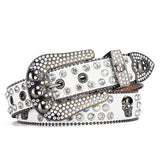 Women's Jeans Rhinestone Belt Y2K Belt Western Denim Shiny Rivet Design PU Artificial Diamond Belt Punk Rock Men's Skull Belt