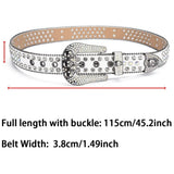 Women's Jeans Rhinestone Belt Y2K Belt Western Denim Shiny Rivet Design PU Artificial Diamond Belt Punk Rock Men's Skull Belt