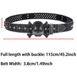 Women's Jeans Skull Head Buckle Rhinestone Belt Y2K Belt Shiny Rivet Design Pu Belt Artificial Diamond Belt Punk Rock Men's Belt