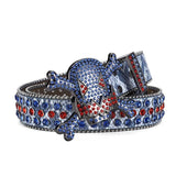 Women's Jeans Skull Head Buckle Rhinestone Belt Y2K Belt Shiny Rivet Design Pu Belt Artificial Diamond Belt Punk Rock Men's Belt