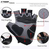 X-Tiger Half Finger Sport Gloves 3D GEL Pad MTB Road Bike Gloves Non-slip Breathable Mountain Bike Men Women Cycling Gloves