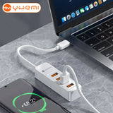 YHEMI MC803 USB-C Hub TYPE-C Adapter: USB3.0 * 4, ABS Material White