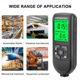 Yieryi HW-300PRO Thickness Gauges 0-2000UM Coating Paint Thickness Measurement Tools for Laboratory Metal Processing Workshop