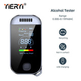 Yieryi Mini Digital Breath Meter Breathalyzer Alcohol Breath Detector Tester 50 Sets Data Records Tool With Warn 0.000~0.199%BAC