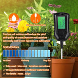 Yieryi New 4 In 1 Soil PH Meter Moisture Monitor Sunlight Tester Thermometer Gardening Plants Flower Soil Sensor with Blacklight