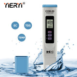 Yieryi TDS EC TEMP Meter COM-80 Total Dissolved Solids Monitor Conductivity Tester for Aquarium Hydroponics Drinking Water