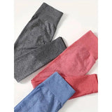Yoga Basic 3pcs Fitness Gym Tights Seamless Hip-hugging Tummy Control Yoga Leggings With Punch Out Holes