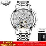 ZUNPAI Automatic Mechanical Men's Watch Original Stainless Steel Waterproof Watches Luminous Business Casual Luxury Wristwatch