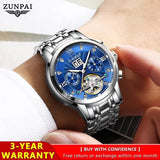 ZUNPAI Automatic Mechanical Men's Watch Original Stainless Steel Waterproof Watches Luminous Business Casual Luxury Wristwatch