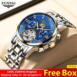 ZUNPAI Automatic Mechanical Men's Watch Original Stainless Steel Waterproof Watches Luminous Business Casual Luxury Wristwatch