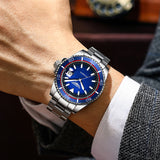 Guanqin Sapphire Glass Men's Automatic Mechanical Watch NH35A Power Reserve Chronograph 100M Water Resistant 42mm Ceramic Bezel