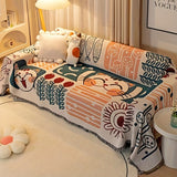 Scandinavian style sofa covers for all seasons, with a universal cover featuring plant and hybrid cat patterns, 1 piece