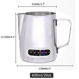 12/20oz Frothing with Temperature Display Stainless Steel Milk Frother Pitcher Jug Cup for Latte Art Barista