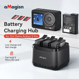 for DJI Osmo Action 5 Pro, Multiple Protection & Safe Charging，3-Channel Battery Charger