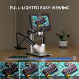 DM4 Pro Wireless Microscope 4.3" LCD Digital Microscopes 1000x IPS Screen 2 Gooseneck Lights PC View Windows Compatible