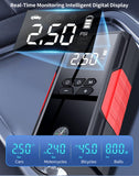 Portable Compressor - Cordless Electric Tire Inflator, 8000mAh 1000A Jump Starter and Air Pump with Emergency Light for Car.