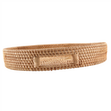 Round Rattan Serving Tray Decorative Woven Ottoman Trays with Handles for Natural()