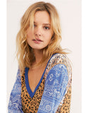Casual Temperament Collage Pullover Leopard Print Long Sleeve