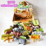 12Pcs Wild Animals Toy Model Plastic Simulated Lion Giraffe Tiger Crocodile Elephant Realistic Children's Educational Toys