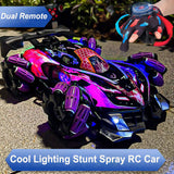 Dual Remote Drift Rc Led Light Music 2.4g Gloves Gesture Radio Control Spray Stunt Car 4wd Electric Children Toys