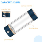 420ml Portable Hydrogen-Rich Generator Rechargeable Hydrogen Water Bottle - Glass Cup.