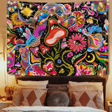 Mushroom Trippy Psychedelic Eyes Colorful Flowers Wall Hanging Hippy Tapestry For Home