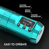 Wireless Tattoo Machine Adjustable Stroke Rotary Cartridge Tattoo Pen with1800mAh Power Coreless Motor for Tattoo Artist