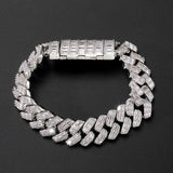 Men's Wide Cubic Zirconia Diamond Flap Buckle Bracelet