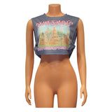 Women's Printed Sleeveless Short T-shirt