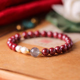Vermillion Pearl Moonstone Couple Simple Bracelet