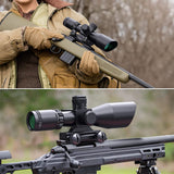 2.5-10x40 Laser Scope Red Green Illuminated Mil-dot Reticle Riflescope with Red Green Laser Sight Tactical Scope for Hunting