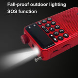 Portable Pocket Radio Mini Bluetooth 5.0 Speaker Support Recording U Disk TF Card Headphone Stereo Music Player with Flashlight