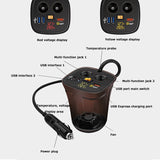 Cup Charger Cigarette Lighter Socket 3 USB Port charger For Mobile Phone QC3.0 Fast Car Charger with Temperature Voltage Display