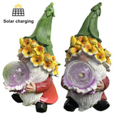 Statue Decor Light Cute Ornament with Solar LED Lights Outdoor Gnome Decoration for Patio Yard Backyard Lawn