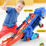 Toy Set Cool Swallowing Transforming Dinosaur Track with 4 Alloy Car Children's Gift