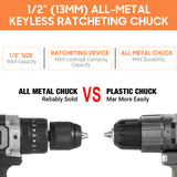 21V Brushless Impact Hammer 200Nm Cordless 6000mAh Battery Mini Electric Screwdriver Drill