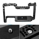 Andoer Camera Cage Aluminum Alloy with 1/4Inch &amp 3/8Inch Screw Holes Dual Cold Shoe Mount for Canon 5DS 5DR 5D Mark IV/III/II