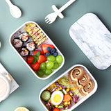 Boxes Marble Pattern Lunch Office Bento Box Microwave Dinnerware Food Storage Container For Adult