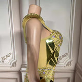 Water diamond light luxury niche evening dress, popular on internet, the same style of party atmosphere dress. Slim and sexy with waistband closure